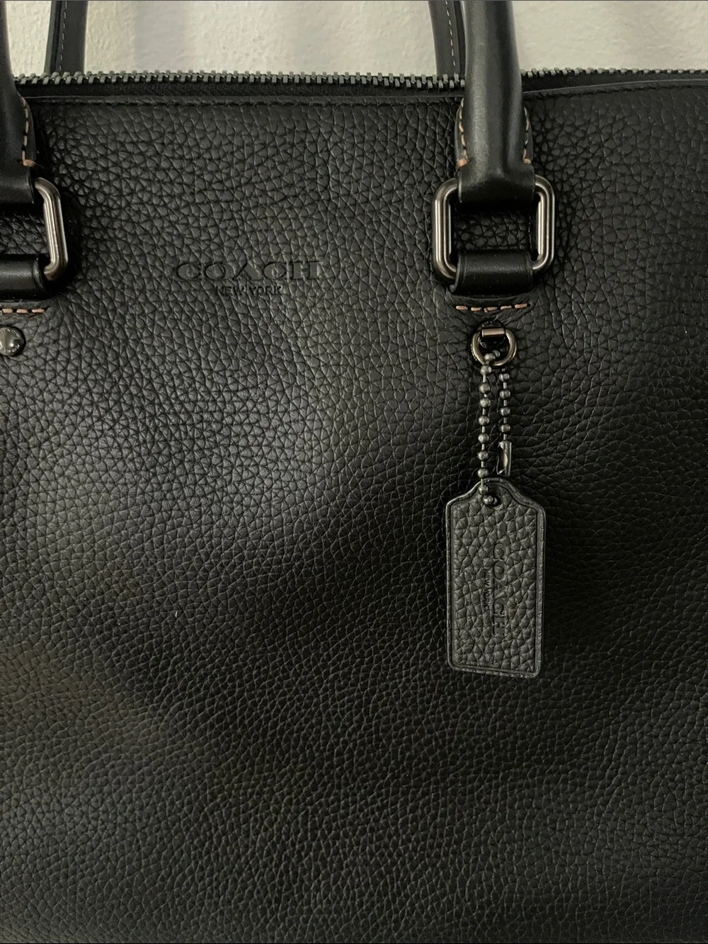 Coach Black Pebbled Leather Gotham Folio Briefcase Tote - Men's Carryall